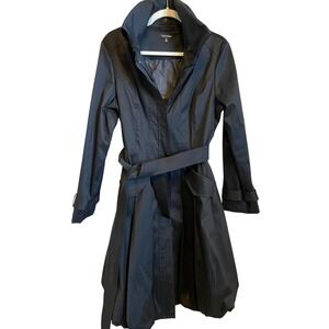 Samuel Dong Black Belted Trench Coat Bubble Hem Size M‎